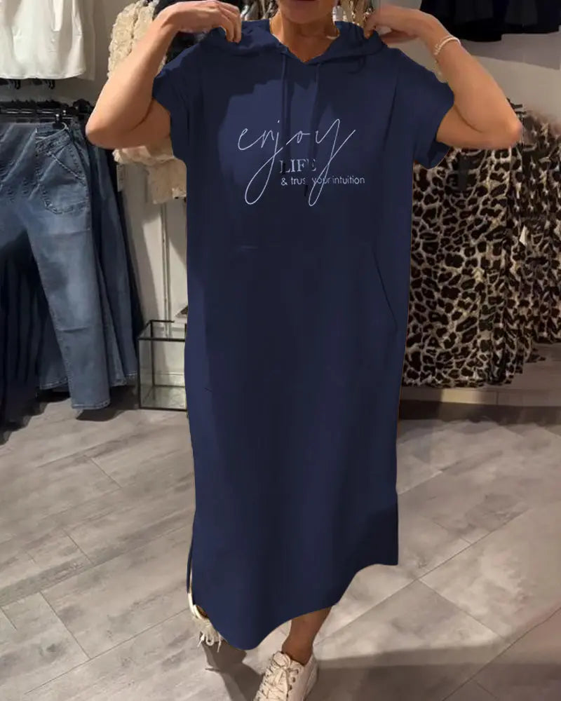 Dress With Hood Casual Drawstring VIBE221