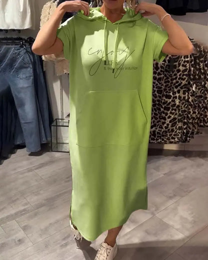 Dress With Hood Casual Drawstring VIBE221