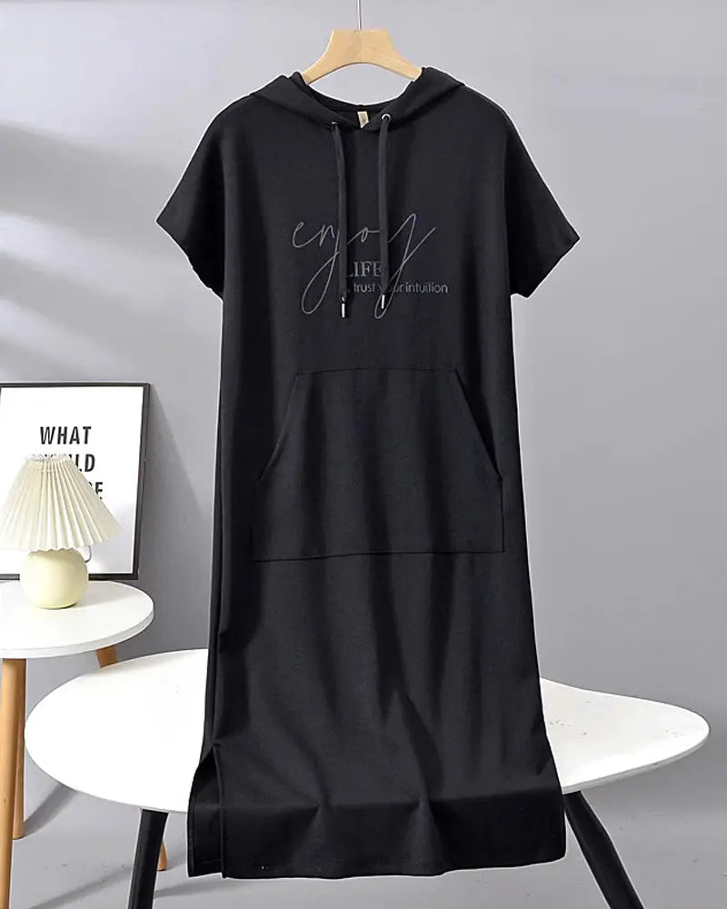 Dress With Hood Casual Drawstring VIBE221