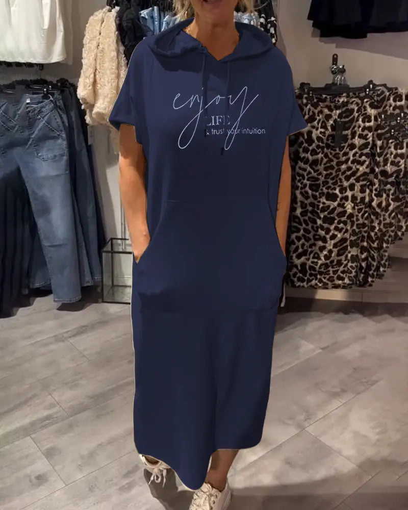 Dress With Hood Casual Drawstring VIBE221