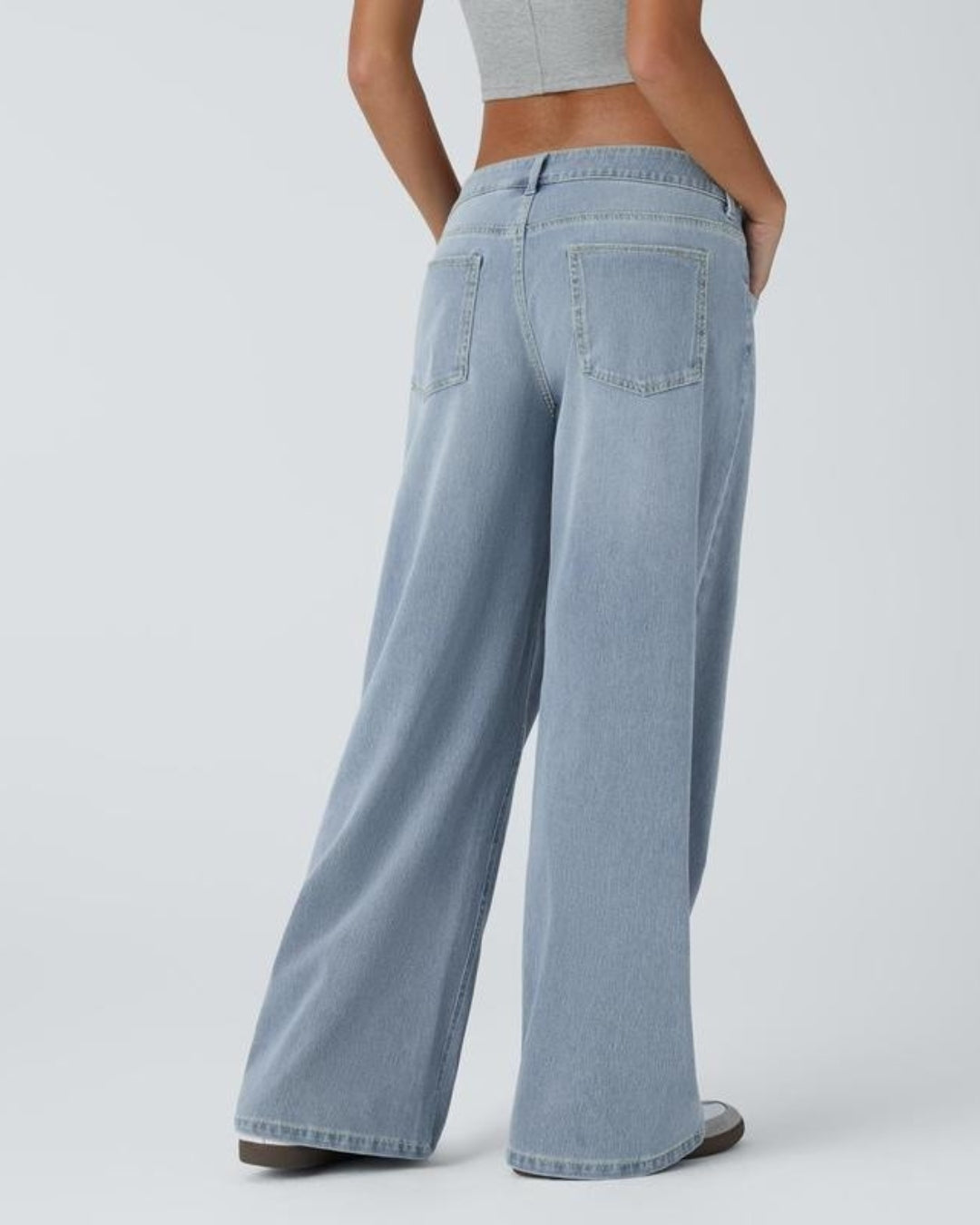 Vibe Asymmetric Low Rise Zipper Pockets Baggy Wide Leg Washed Casual Jeans