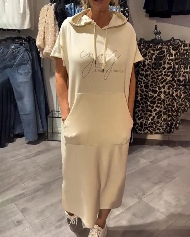 Dress With Hood Casual Drawstring VIBE221
