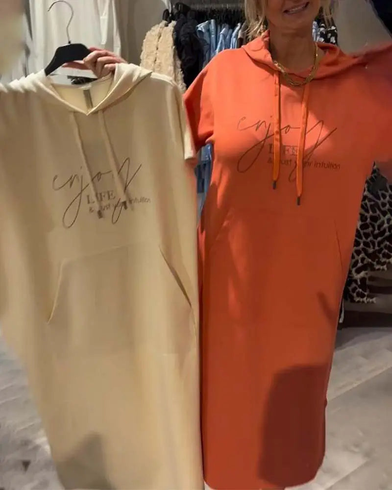 Dress With Hood Casual Drawstring VIBE221