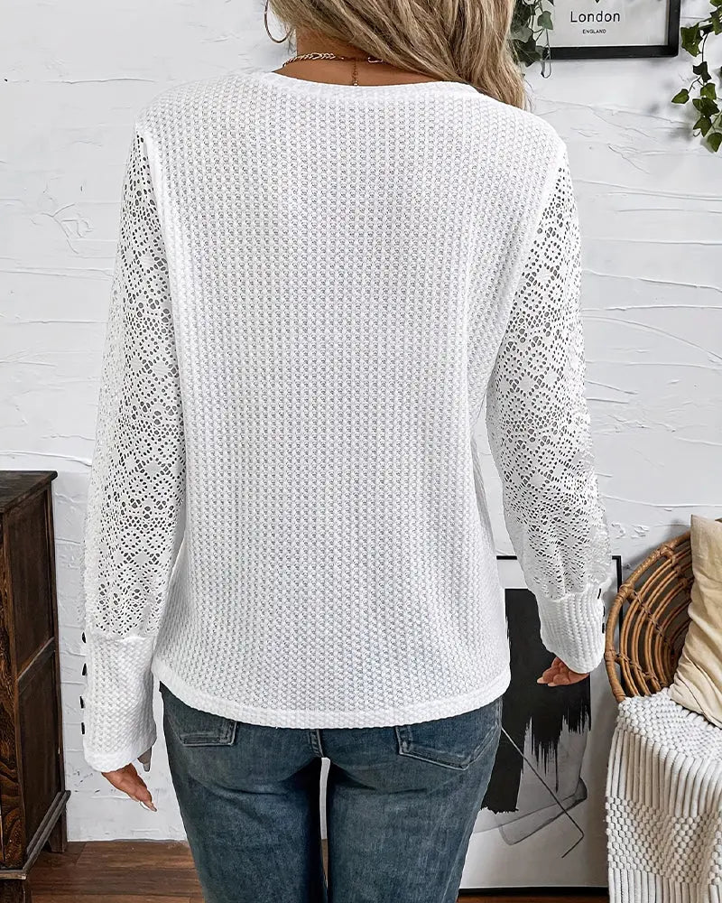 Lace Crochet Long-Sleeve Top VIBE 221