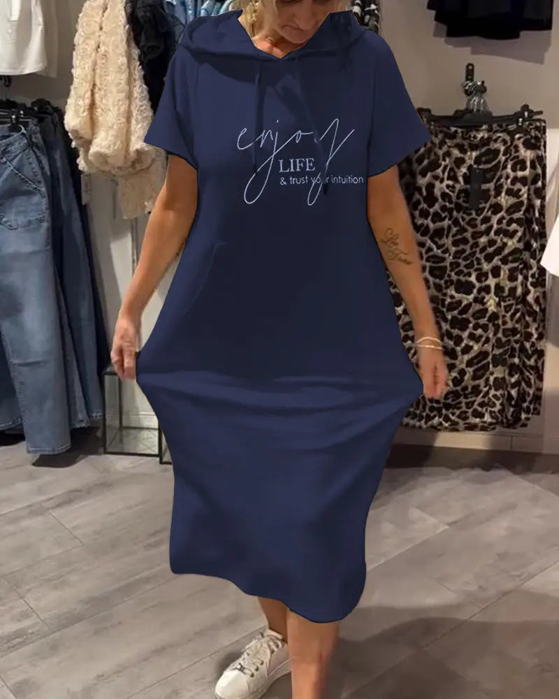 Dress With Hood Casual Drawstring VIBE221