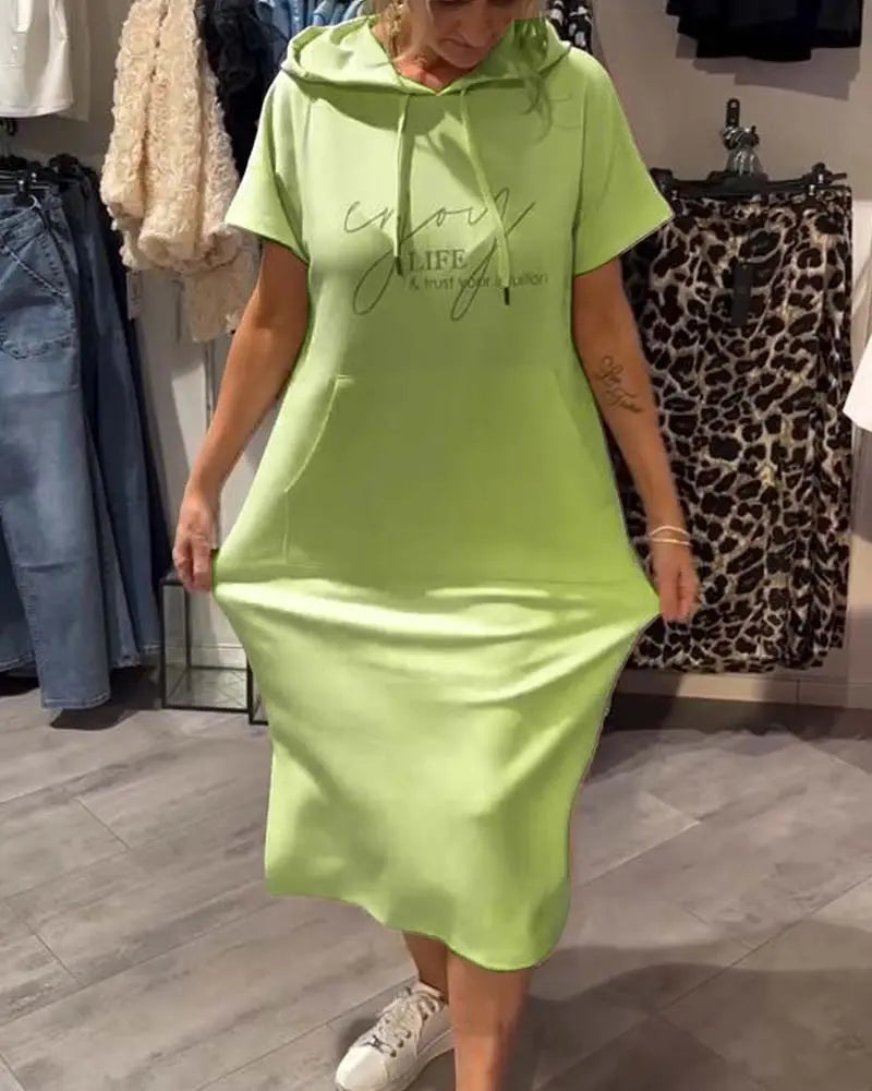 Dress With Hood Casual Drawstring VIBE221