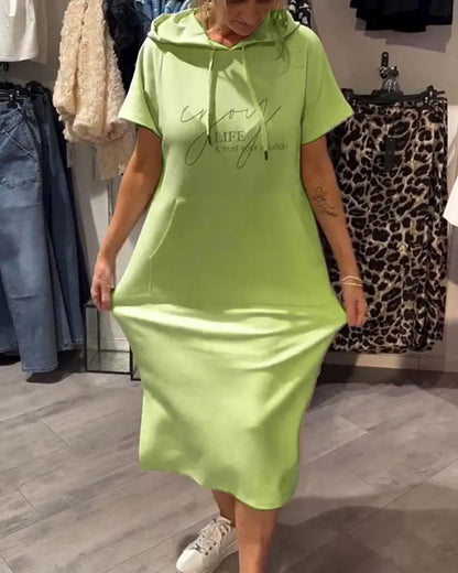 Dress With Hood Casual Drawstring VIBE221