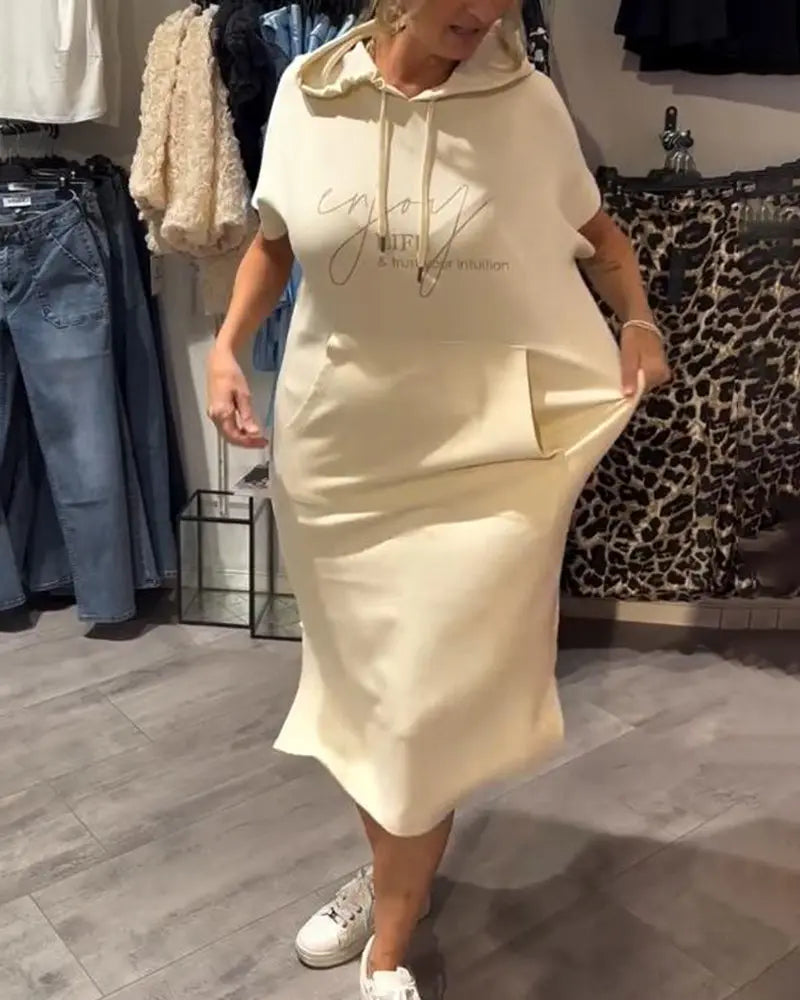Dress With Hood Casual Drawstring VIBE221