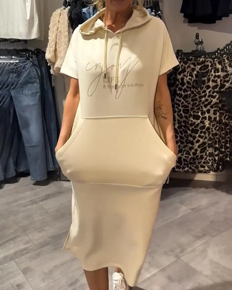 Dress With Hood Casual Drawstring VIBE221