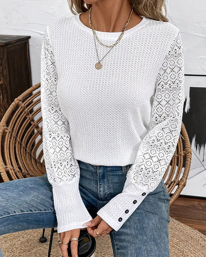 Lace Crochet Long-Sleeve Top VIBE 221