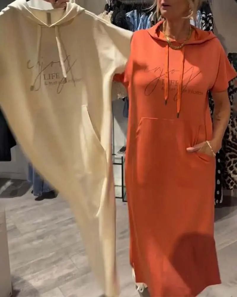 Dress With Hood Casual Drawstring VIBE221