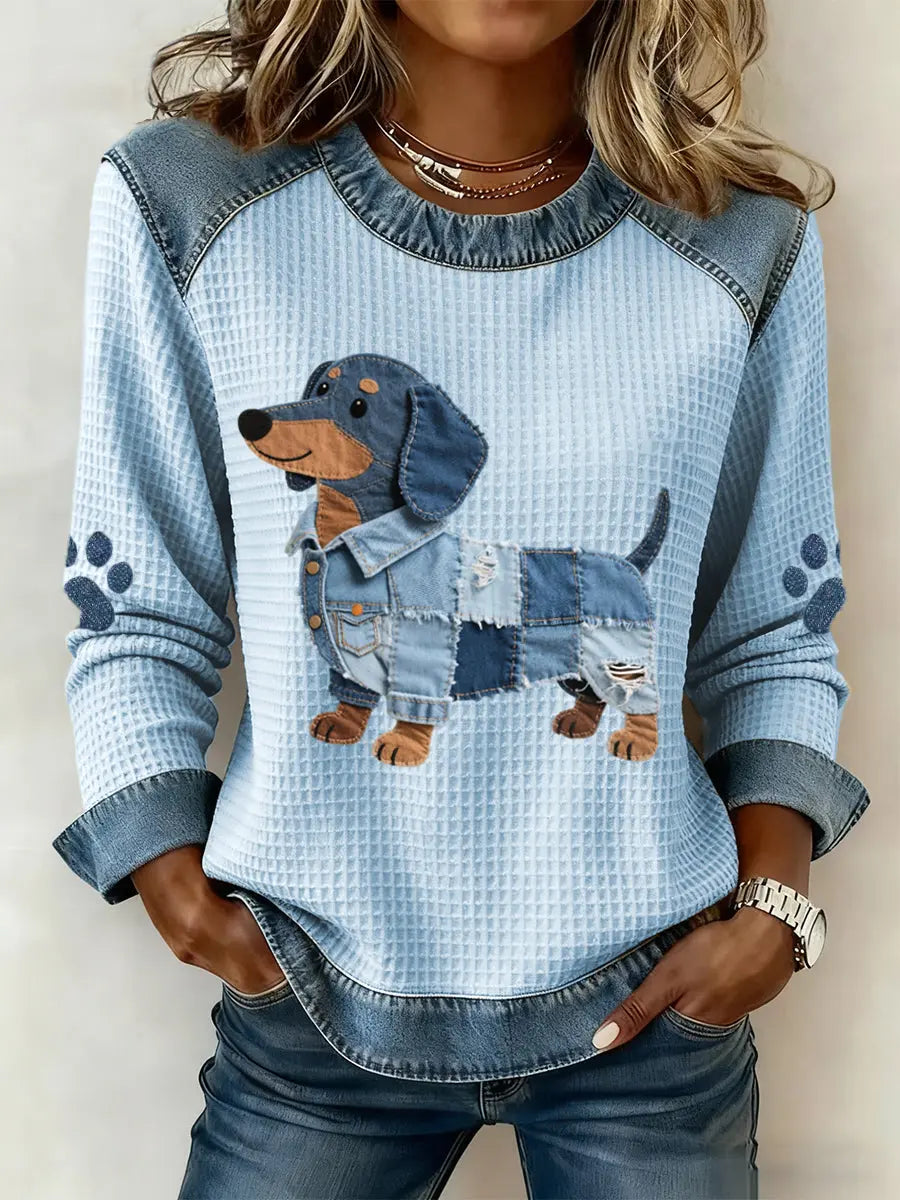 Patchwork Denim Dachshund VIBE 221