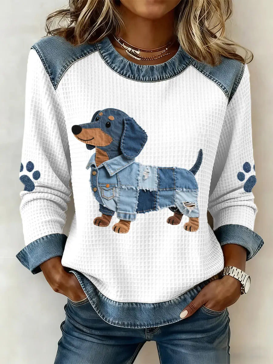 Patchwork Denim Dachshund VIBE 221