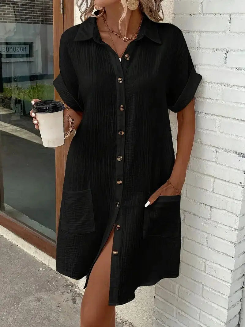 Breezy Minimalist Shirt Dress - Vibe221