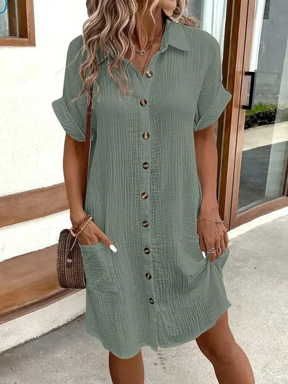 Breezy Minimalist Shirt Dress - Vibe221