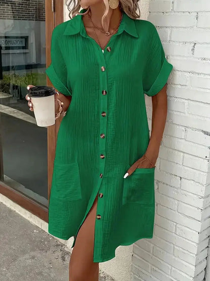 Breezy Minimalist Shirt Dress - Vibe221