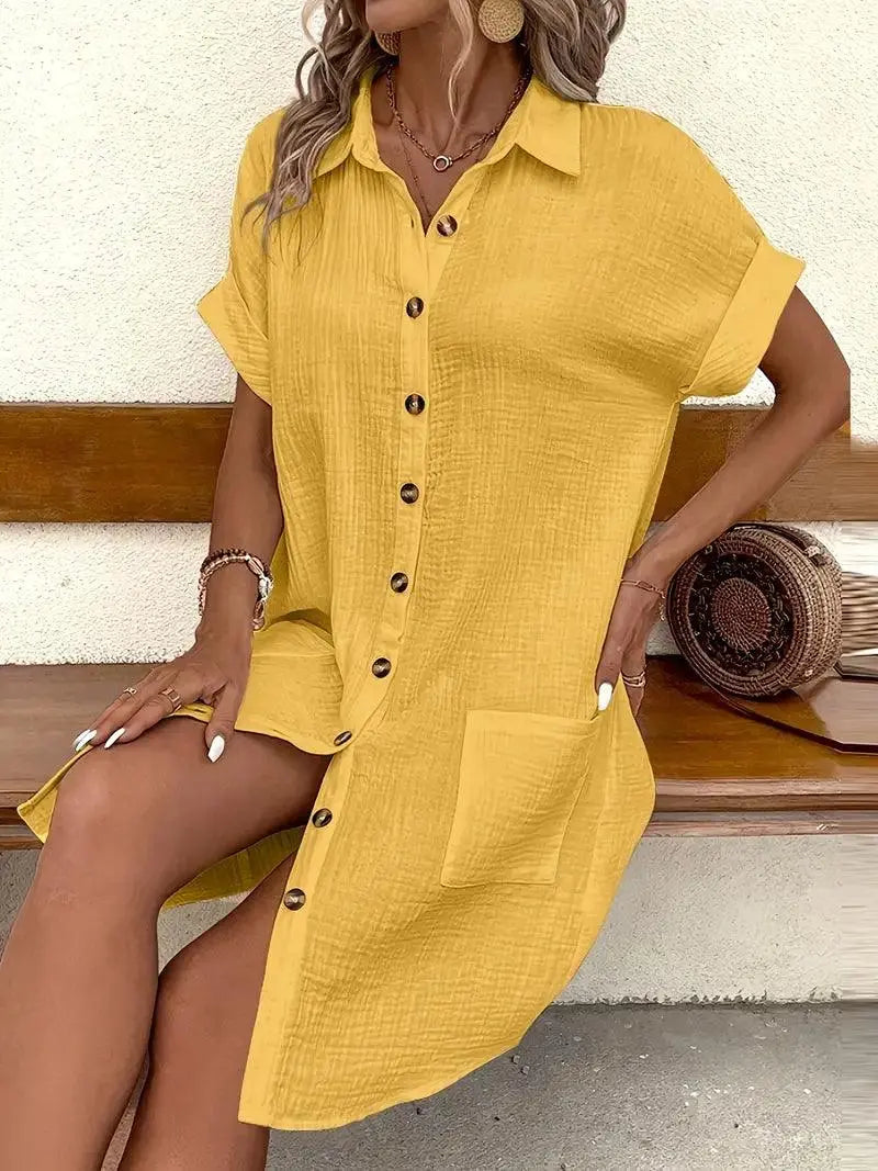 Breezy Minimalist Shirt Dress - Vibe221