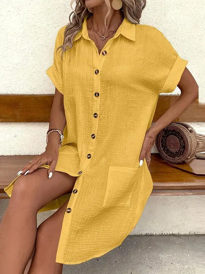 Breezy Minimalist Shirt Dress - Vibe221