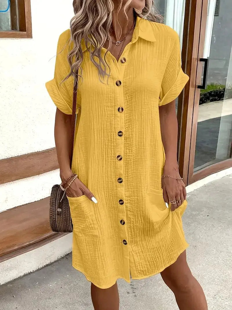 Breezy Minimalist Shirt Dress - Vibe221