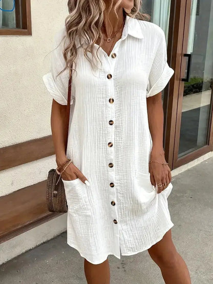 Breezy Minimalist Shirt Dress - Vibe221