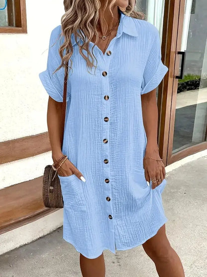 Breezy Minimalist Shirt Dress - Vibe221