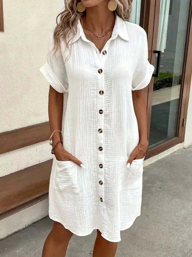 Breezy Minimalist Shirt Dress - Vibe221