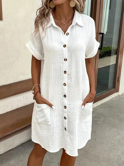 Breezy Minimalist Shirt Dress - Vibe221